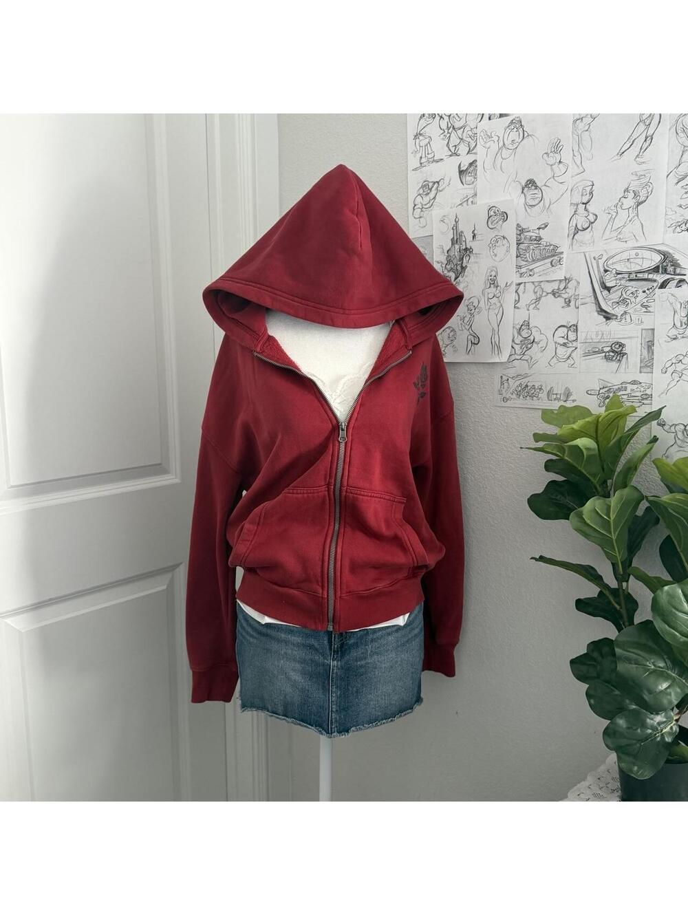 Hollister graphic zip up oversized hoodie